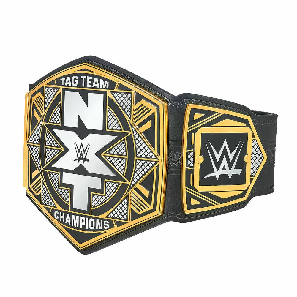 The new NXT Tag Team Championship Wrestling Title Belts