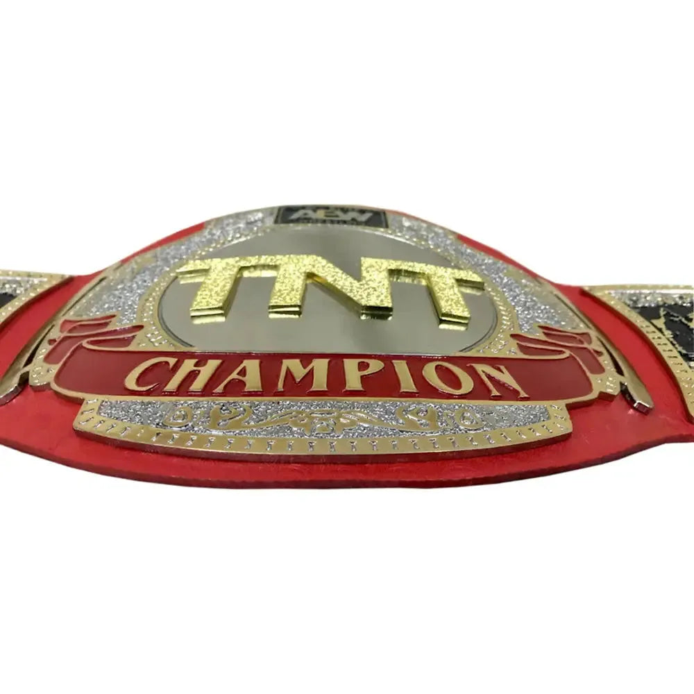 AEW TNT Championship replica belt with gold and red detailing from Wrestling Title Belts