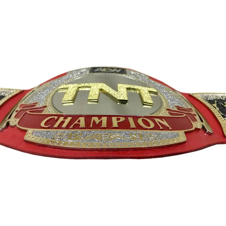 AEW TNT Championship replica belt with gold and red detailing from Wrestling Title Belts