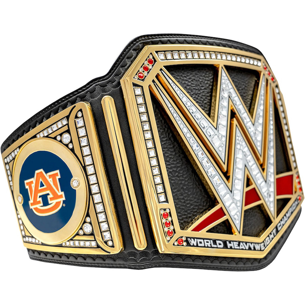 Auburn Tigers WWE championship belt with detailed gold and jewel-encrusted design from Wrestling Title Belts