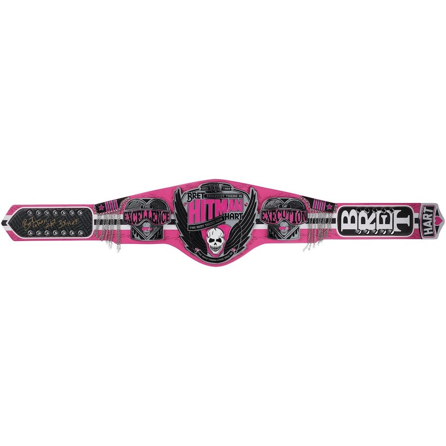 Bret Hart Autographed Signature Series Championship Replica Title Belt with Inscription Wrestling Title Belts