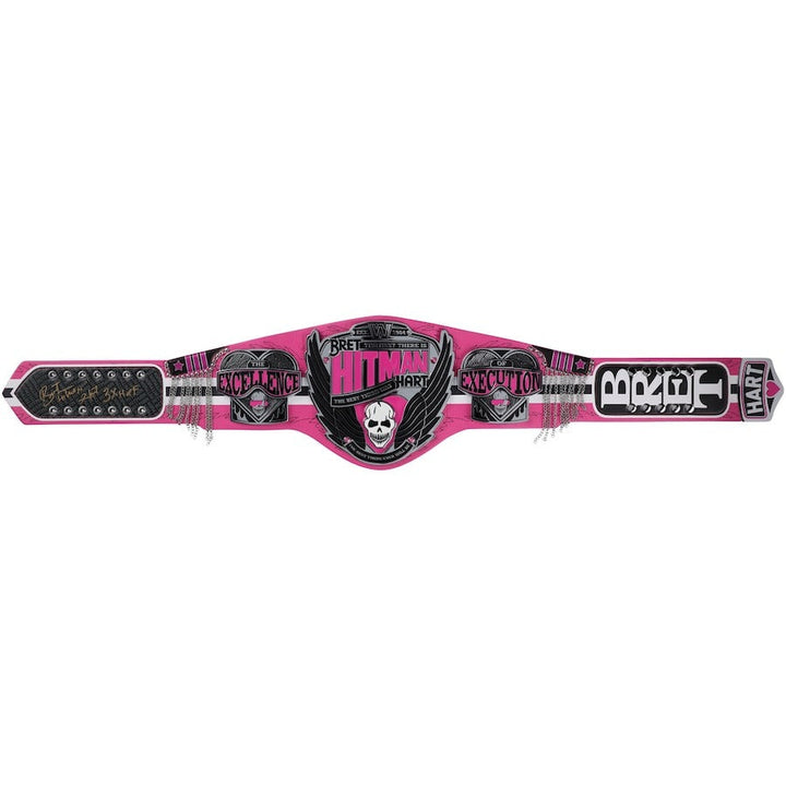 Bret Hart Autographed Signature Series Championship Replica Title Belt with Inscription Wrestling Title Belts