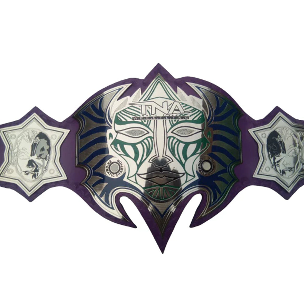 TNA Wrestling Title Belts immortal heavyweight championship belt with intricate face design and purple accents