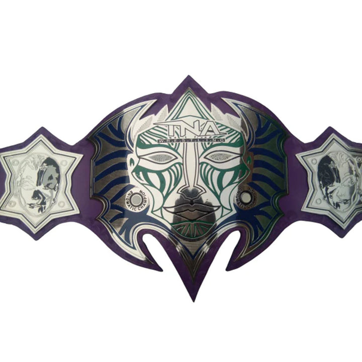 TNA Wrestling Title Belts immortal heavyweight championship belt with intricate face design and purple accents