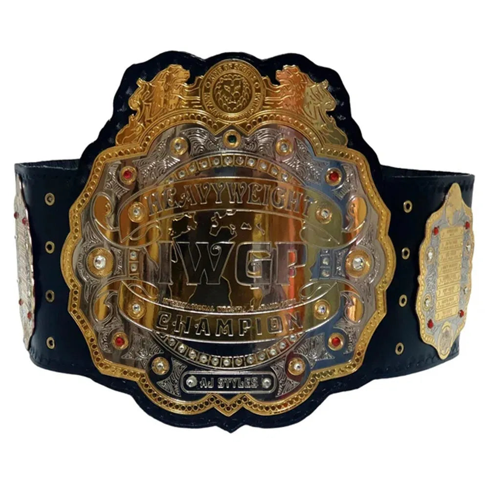 IWGP Heavyweight Championship replica belt with gold and silver plated design by Wrestling Title Belts