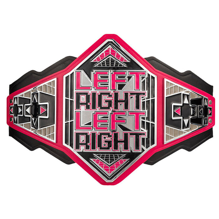 LRLR Belt WWE Championship with bold red and black design showing left right left right text