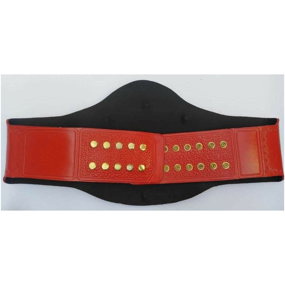 Red leather strap with gold snaps for TNA Legends championship belt by Wrestling Title Belts