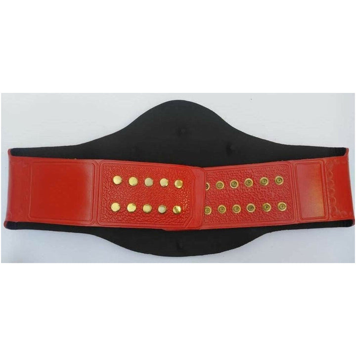 Red leather strap with gold snaps for TNA Legends championship belt by Wrestling Title Belts