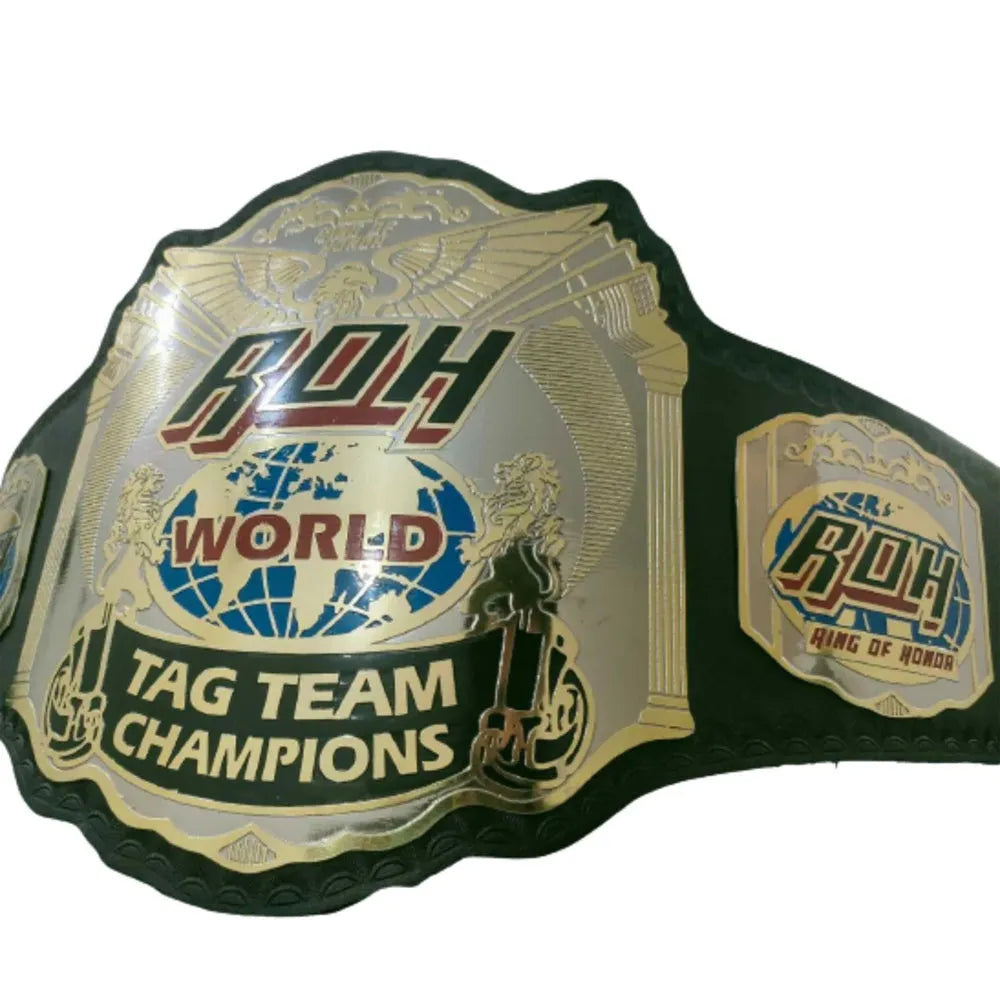 ROH tag team championship belt replica with gold and black detailing from Wrestling Title Belts