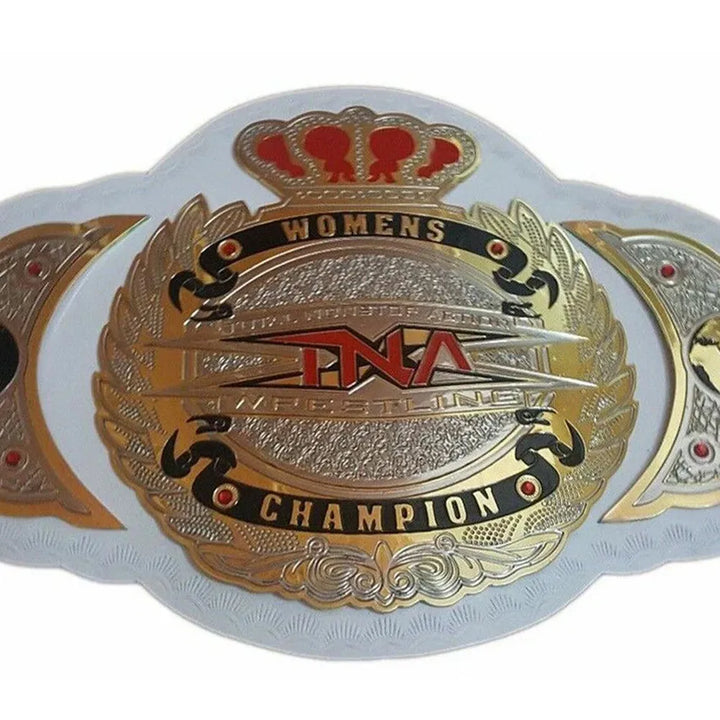 TNA womens championship belt with gold and red crown design from Wrestling Title Belts