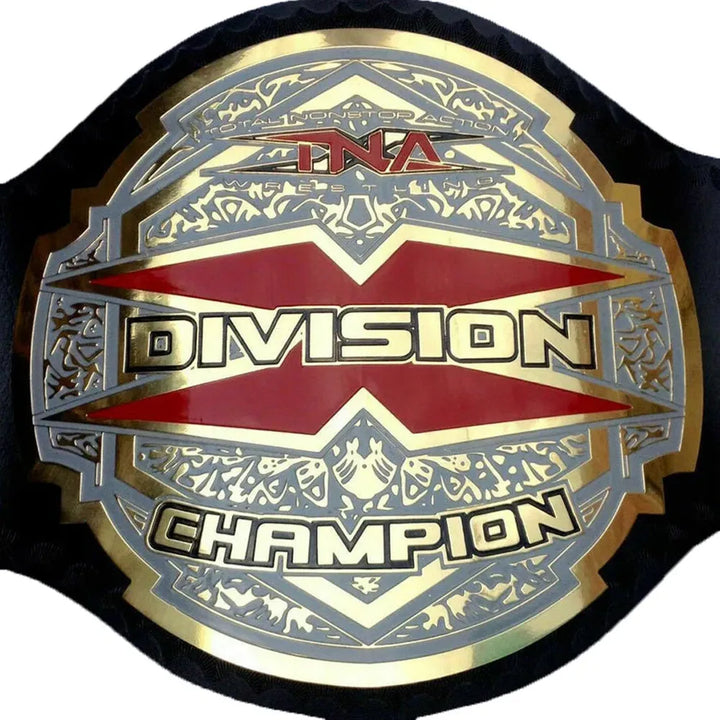 TNA X Division championship belt with red and gold detailed design by Wrestling Title Belts