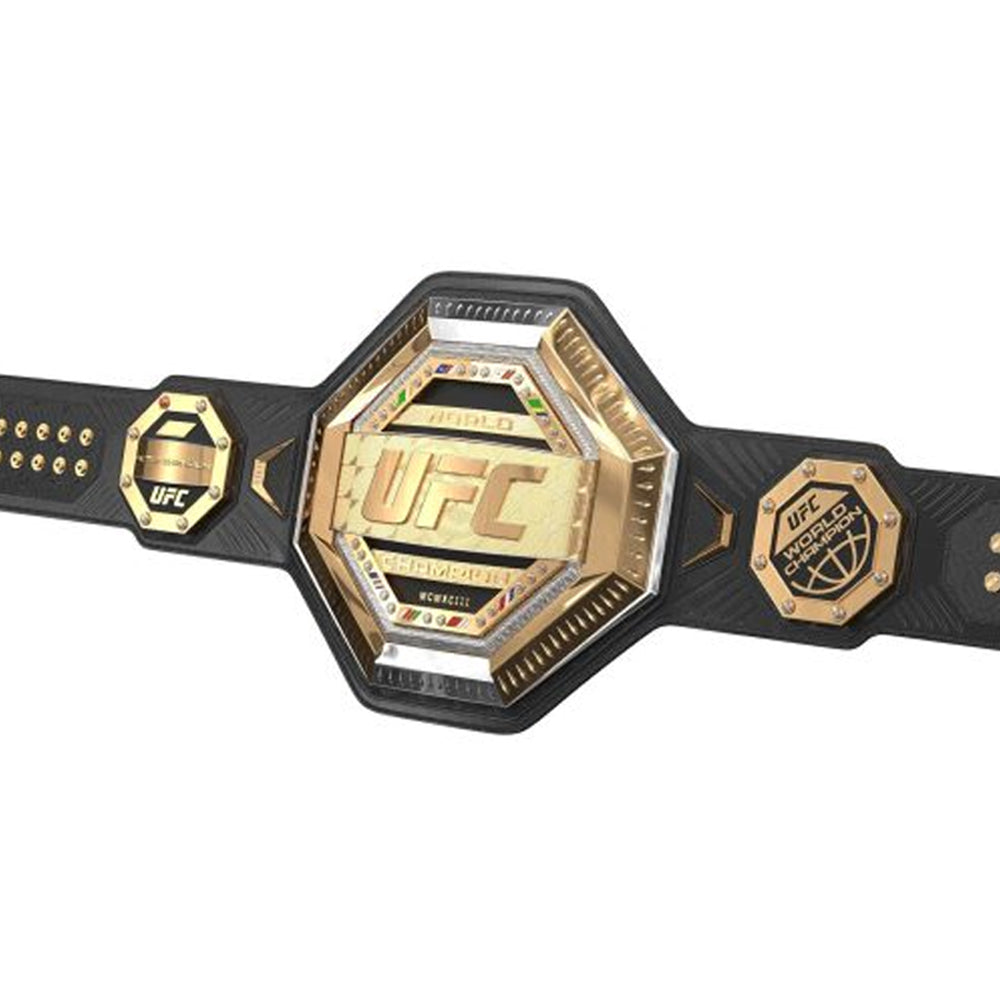 UFC legacy championship belt with gold plates and black strap from Wrestling Title Belts