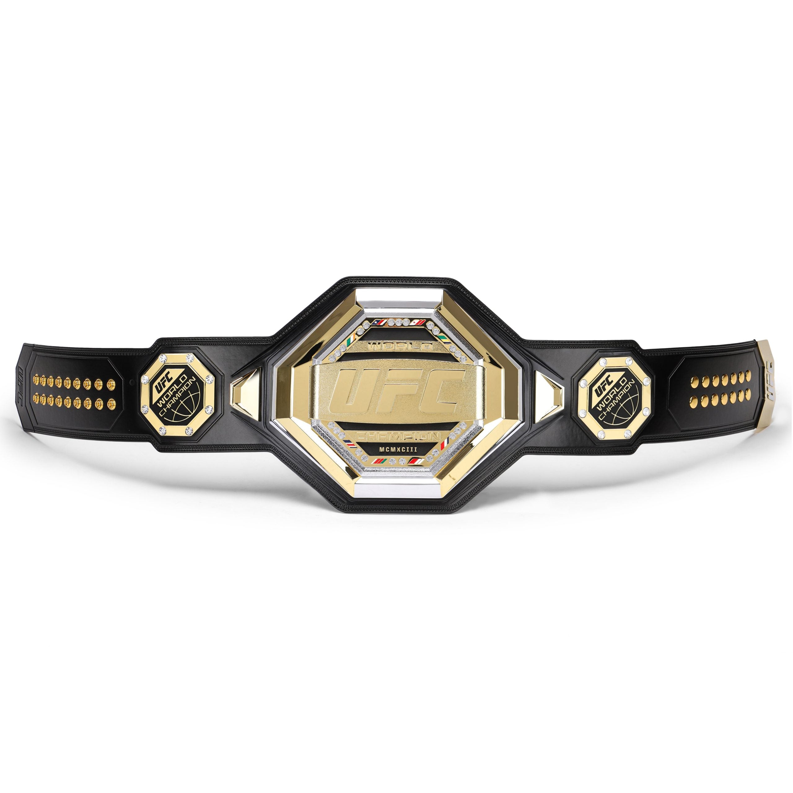 UFC legacy replica belt by Wrestling Title Belts with black strap and gold detailed center plate