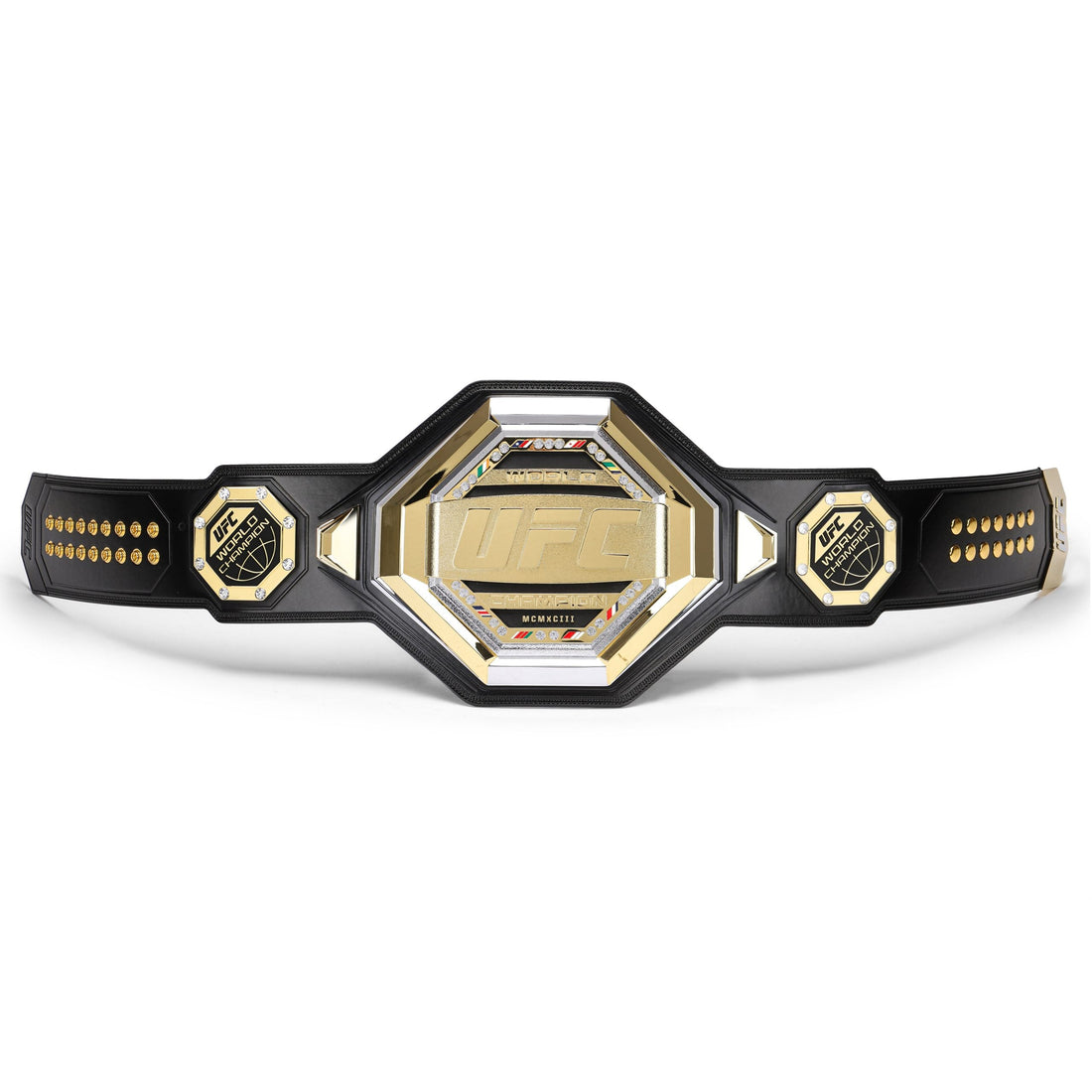 UFC legacy replica belt by Wrestling Title Belts with black strap and gold detailed center plate