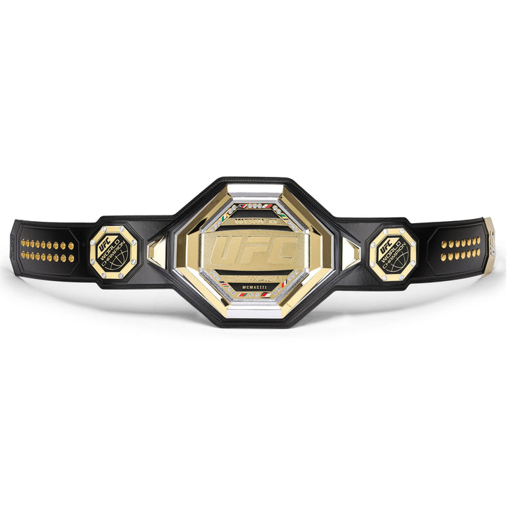 UFC legacy replica belt by Wrestling Title Belts with black strap and gold detailed center plate