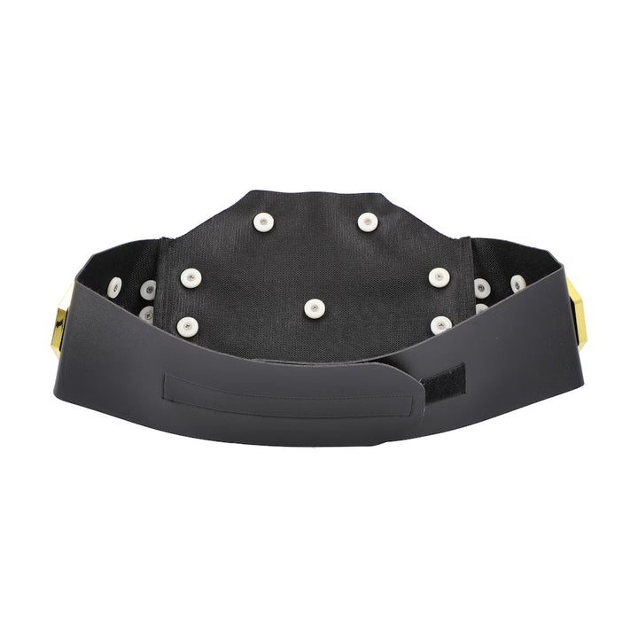 Back view of UFC replica championship belt with adjustable black strap and snap buttons