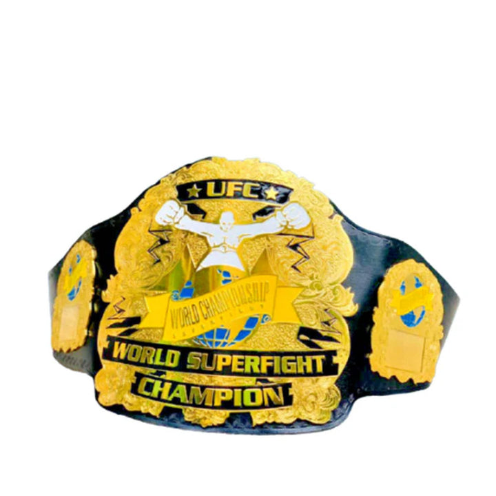 Ultimate fighting championship belt for sale with gold and black world superfight champion design