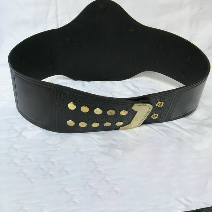 WCW tag team championship belt black leather strap with gold studs and buckle closure