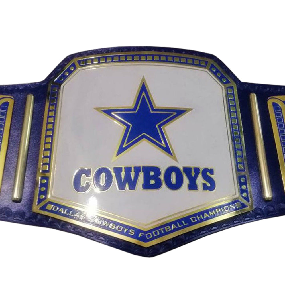 WWE Cowboys championship belt featuring blue star and Cowboys logo with gold accents