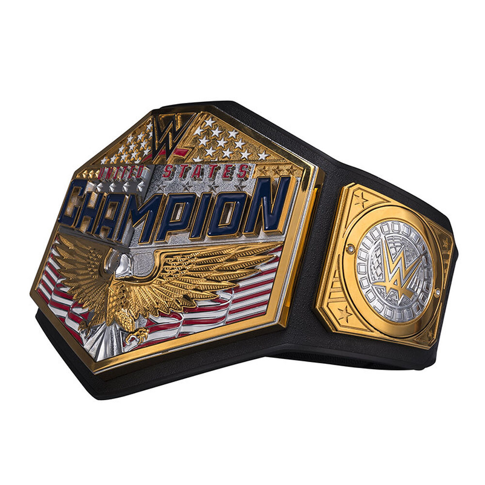 WWE United States Championship belt with gold eagle and American flag design from Wrestling Title Belts