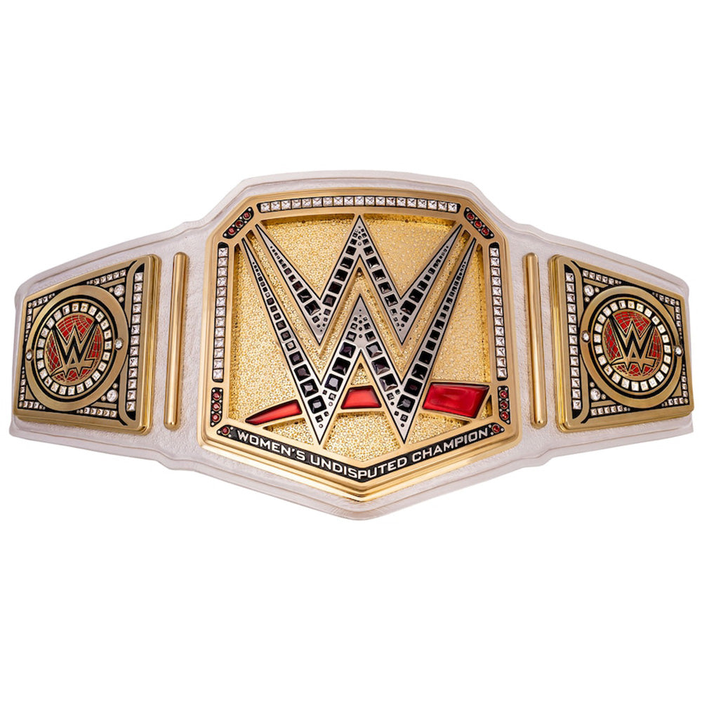 WWE women’s undisputed title belt for sale with gold plating and detailed design from Wrestling Title Belts