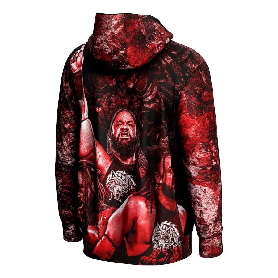 Youth Prosphere Red Jacob Fatu Graphic Hoodie Wrestling Title Belts